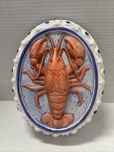 Lobster Mold Hanging Oval Decor Jell-O Mold Beach Decor 10” Vintage Ceramic - Picture 1 of 13