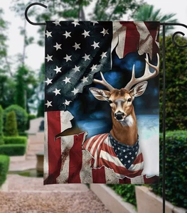 Patriotic Deer July 4th Garden Flag, American Deer Freedom Day, July 4th Flag - Picture 1 of 4