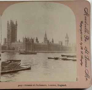 Tarjeta Keystone View de las Casas del Parlamento, Londres, Inglaterra Stereoview 1897 - Imagen 1 de 4