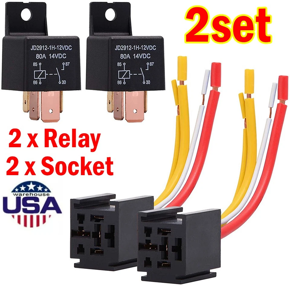2 PIEZAS Relé de Coche 12V 80A SPST 4 pines Relé de Alta Resistencia Coche DC Relé Abierto Normal Foto 1 de 4