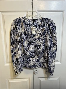 Neu mit Etikett Express Puffärmel Top Bluse Größe M Medium plissiert vorne, gerafft hinten - Bild 1 von 12