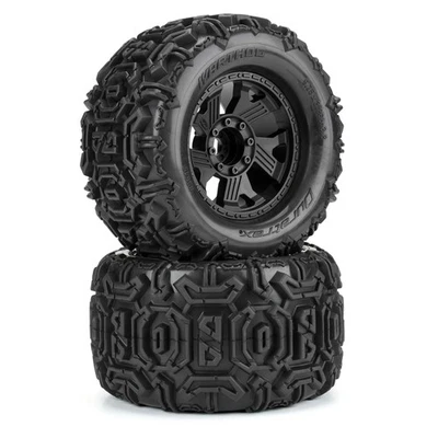 Duratrax Warthog 3.8"" All Terrain Tires Mounted on Ripper Black 8x32 Removable - Image 1 of 4