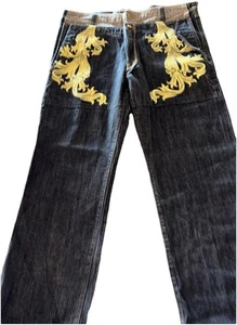 L'anno di.. Jeans uomo stile Jnco taglia 42 hiphop bottoni zip ricamo drago - Foto 1 di 18
