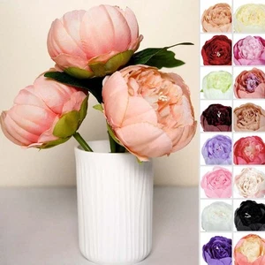 10 pcs 3-Inch Artificial Faux SILK PEONY FLOWER Heads Wedding Party Supplies - Picture 1 of 54