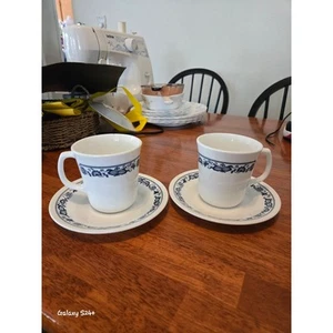 Corelle Olde Time Muster Tassen und Untertassen. je 2. - Bild 1 von 4