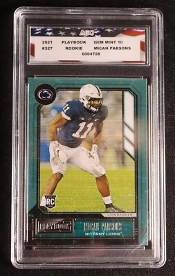 2021 Playbook Micah Parsons Rookie #327 AGC 10 Gem Mint Penn State Cowboys - Image 1 of 2