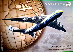 ANTONOV AN-225 Folleto Mriya Super Heavy Transport Avión Foto Tarjeta de Datos - Imagen 1 de 2