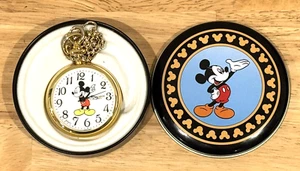 VINTAGE HTF DISNEY VERICHRON MICKEY MOUSE OPEN FACE ANIMATED HANDS POCKET WATCH - Picture 1 of 8