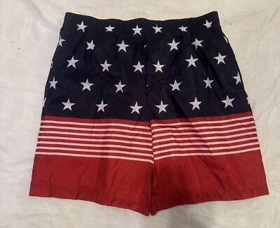 NEW Men's Open Trails Flag Swim Trunks Size 2XL NWOT Red White Blue Stars Stripe - Image 1 of 3