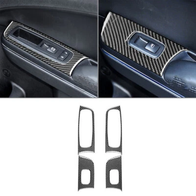 Cubierta de control de puerta interior de fibra de carbono 4 piezas para Dodge Charger 2015-2020 Foto 1 de 4