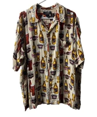 Camisa de campamento hawaiana de manga corta C&B Sport Beer & Bars con botones delanteros XL  Foto 1 de 4
