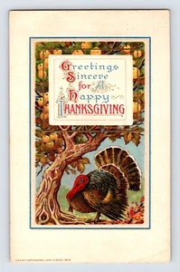 Postcard Thanksgiving Day Turkey Apple Tree John Winsch 1912 Posted Detroit MI - Picture 1 of 2