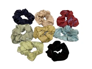 Job lot 8pcs satin fabric hair scrunchies Scrunchy Bobbles elastic hair bands UK - Picture 1 of 4