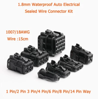 1.8mm Waterproof Auto Electrical Sealed Wire Connector Kit 1/2/3/4/6/8/14P Way  - Image 1 of 4