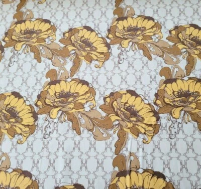 Lilliput Fields BTY Tina Givens FreeSpirit Brown Orangish Floral Ivory - Image 1 of 3