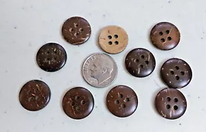 Pkg of 20 BROWN 4-hole Coconut Shell Buttons 5/8" (15mm) scrapbook Craft (1189) - Picture 1 of 2