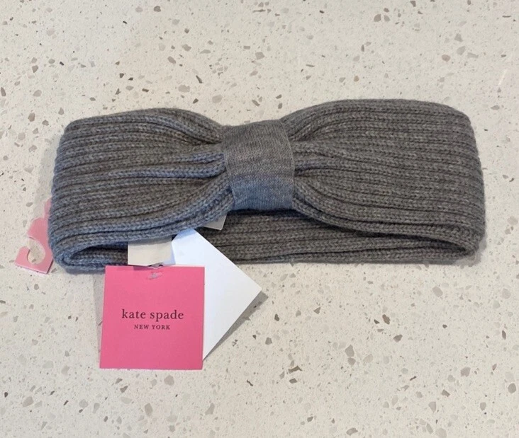 Kate Spade Twisted Headband Soft Rib Knit Center Front Tab Heather Grey - Image 1 of 3