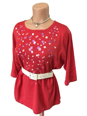 Suéter túnica para mujer mezcla de seda top confeti bordado BOB MACKIE XL nuevo Foto 1 de 4