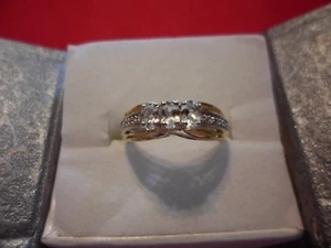 White Topaz 14K YG and Platinum Over 925 Sterling Silver Ring-Size 7-0.72 Carats - Picture 1 of 6
