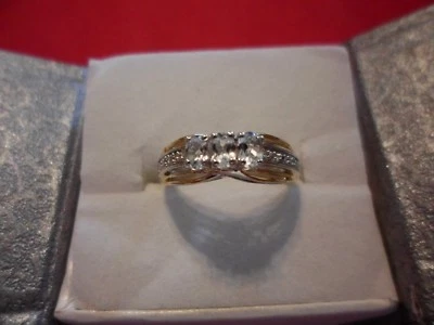 White Topaz 14K YG and Platinum Over 925 Sterling Silver Ring-Size 7-0.72 Carats - Image 1 of 4