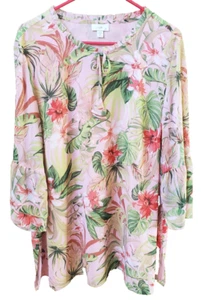 J Jill Gr. XL Petite Floral Rüschenärmel Relaxed Fit Long Style Polyester Top - Bild 1 von 8
