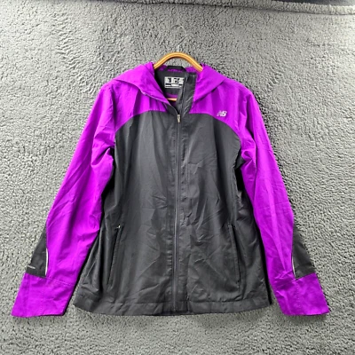 New Balance Womens Essential Light Sports Jacket Size M Purple Grey Hooded Zip - Image 1 of 4