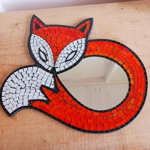 Handgefertigter umweltfreundlicher gelockter Fuchs Mosaikspiegel - Fairtrade - Bild 1 von 3