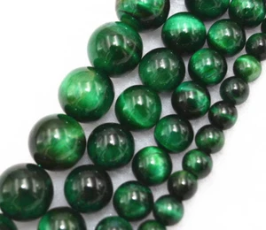 6/8/10/12mm Natural Gemstone Green Tiger's Eye Round loose beads 15" - Picture 1 of 10