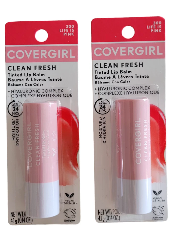 NEW 2 CoverGirl Clean Fresh Tinted Lip Balm,300 LIFE IS PINK - Image 1 of 1