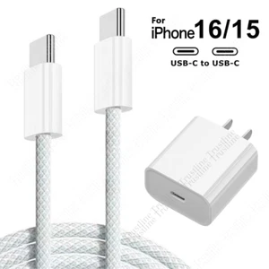 USB C Fast Charger BlockType C to Type C Cable For iPhone 15 16 Pro Max Samsung - Picture 1 of 15