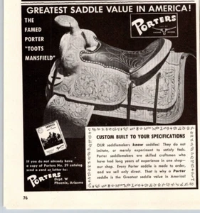 1960 Print Ad Porters Phoenix AZ Saddle Toots Mansfield Saddlemakers Custom - Picture 1 of 1