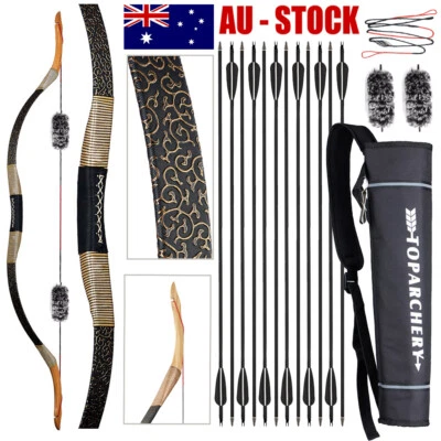 Archery Mongolian Traditional Recurve Bow Horsebow Longbow & 12 ARROWS Hunting - image 1 of 4