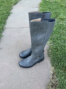 LifeStride Boots Women’s 8.5W Karter Riding Tall Knee High Gray Faux Leather - Picture 1 of 11