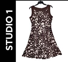 Studio 1 Women's brown Multicolored Size 16 Circle Sleeveless Fit n Flare Dress