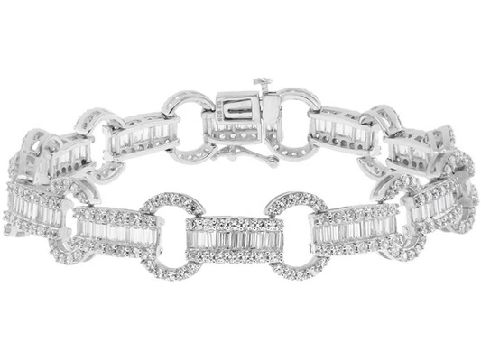 PLATNIUM CLAD BAG ROUND LAB CREATED S. DIAMOND TENNIS BRACELET 7.25 IN  + BONUS - Image 1 of 1