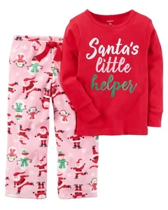 NEW Carter's 2 Piece Santa's Helper Girls Holiday Pajamas NWT 3T 7 year PJs - Picture 1 of 1