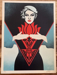 Shepard Fairey 🌹Obey Giant Noir Flower Woman (Blue) Variant Screen Print Poster - Picture 1 of 6