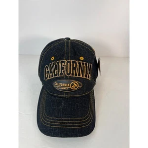 Gorra California Letters deletreada gorra espalda a presión ajustable béisbol negro denim - Imagen 1 de 8