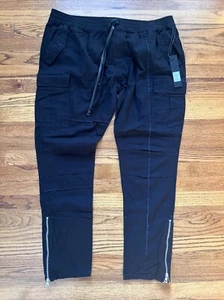 Fashion Nova Men Ankle Zip Cargo Pants - Black Size XL - Picture 1 of 7
