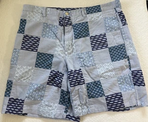 Pantalones Cortos Vineyard Vines Para Hombre Azul Logo de Ballena Chino Patrón Acolchado - Imagen 1 de 8