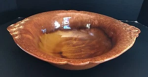 Haeger 4060 Brown Glaze Bowl Wash Basin w Handles USA Scalloped Rust - Picture 1 of 8