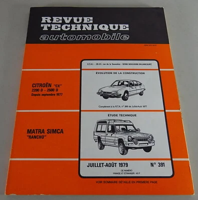 Manual de Reparación Revue Technique Citroën Cx / Matra Simca Rancho Pie 07/1979 - Imagen 1 de 3