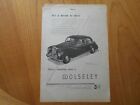 Vintage Wolseley Advert -- Original -- From 1952