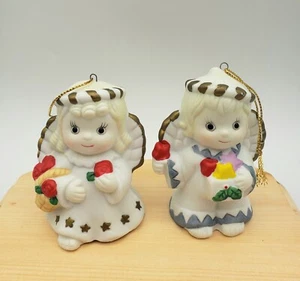 Vintage Weihnachtsschmuck Paar Engel Mädchen & Junge Giftco Glocken IOB 2 7/8 Keramik - Bild 1 von 9