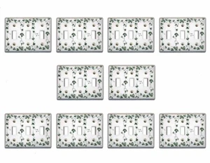 10 Switch Plate White Porcelain Ivy Triple Toggle Switch | Renovator's Supply - Picture 1 of 2