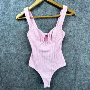 ASTR The Label Bodysuit Womens XS Pink Corset Ribbed Cute Rocker Underwire - Picture 1 of 8