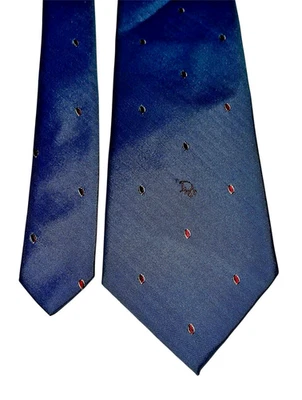 Corbata de cuello vintage Christian Dior azul a lunares para hombre hecha en EE. UU. Geek Business Foto 1 de 4