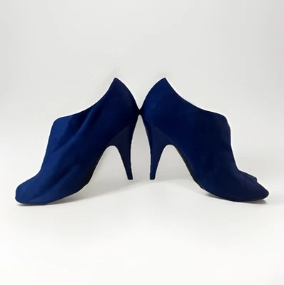 Christian Siriano Mujer Stiletto Abertura Frontal Punta abierta Tacón Alto Azul Gamuza 8.5 Foto 1 de 4