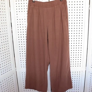 Old Navy Linen Blend Pants Brown High Rise Wide Leg Pull On Womens SIZE M - Picture 1 of 8