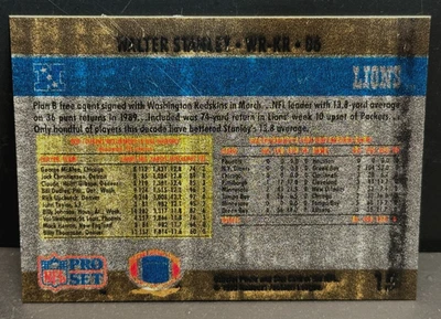 Walter Stanley 1990 Pro Set Error Metallic Silver / Gold Bleed Blank Front SP - Image 1 of 2